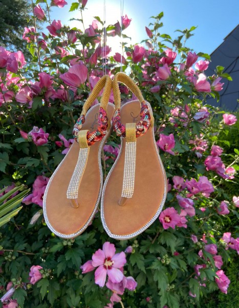 Goldene Glitzer Sandalen